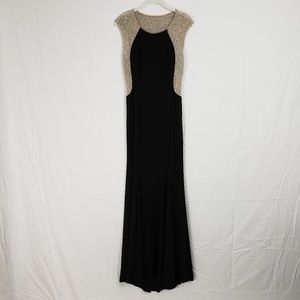 Xscape Black & Nude, Silver Beaded Gown